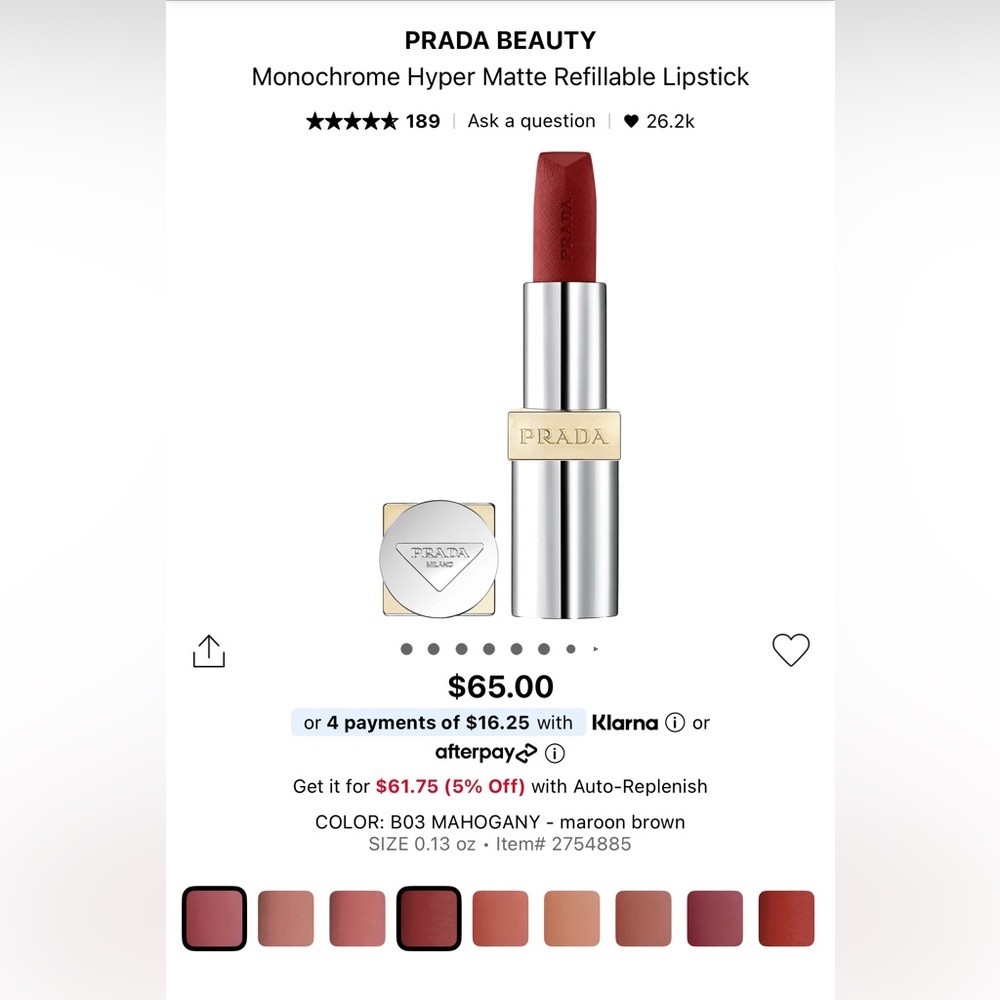 Prada Monochrome Hyper Matte Lipstick